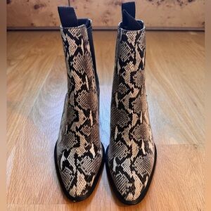 Tony Bianco Snake Print Chelsea Ankle Boots - Black Grey & White